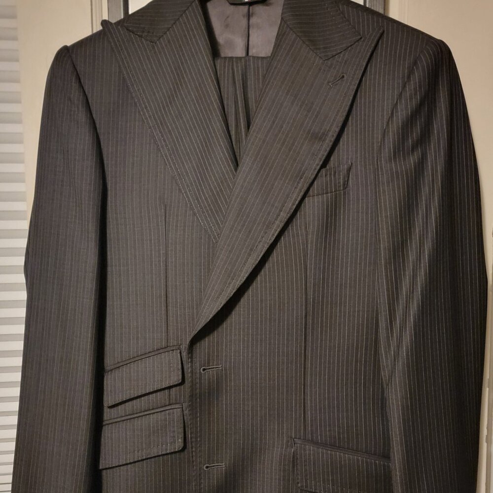 Men's Charcoal Pinstripe Suit Jacket - Classic Formal Blazer